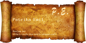 Petrika Emil névjegykártya