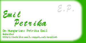 emil petrika business card